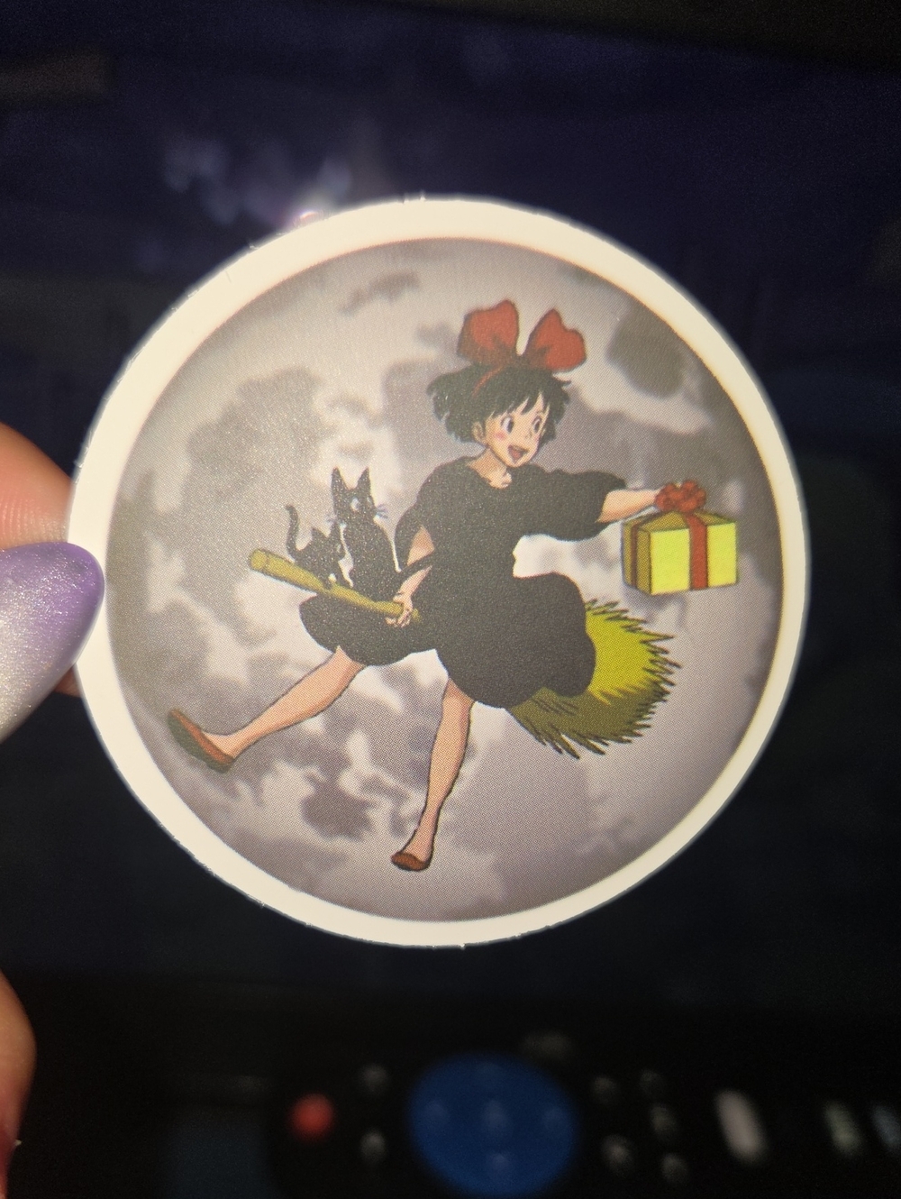 Kiki Witch Sticker — Black & Yellow Illustration